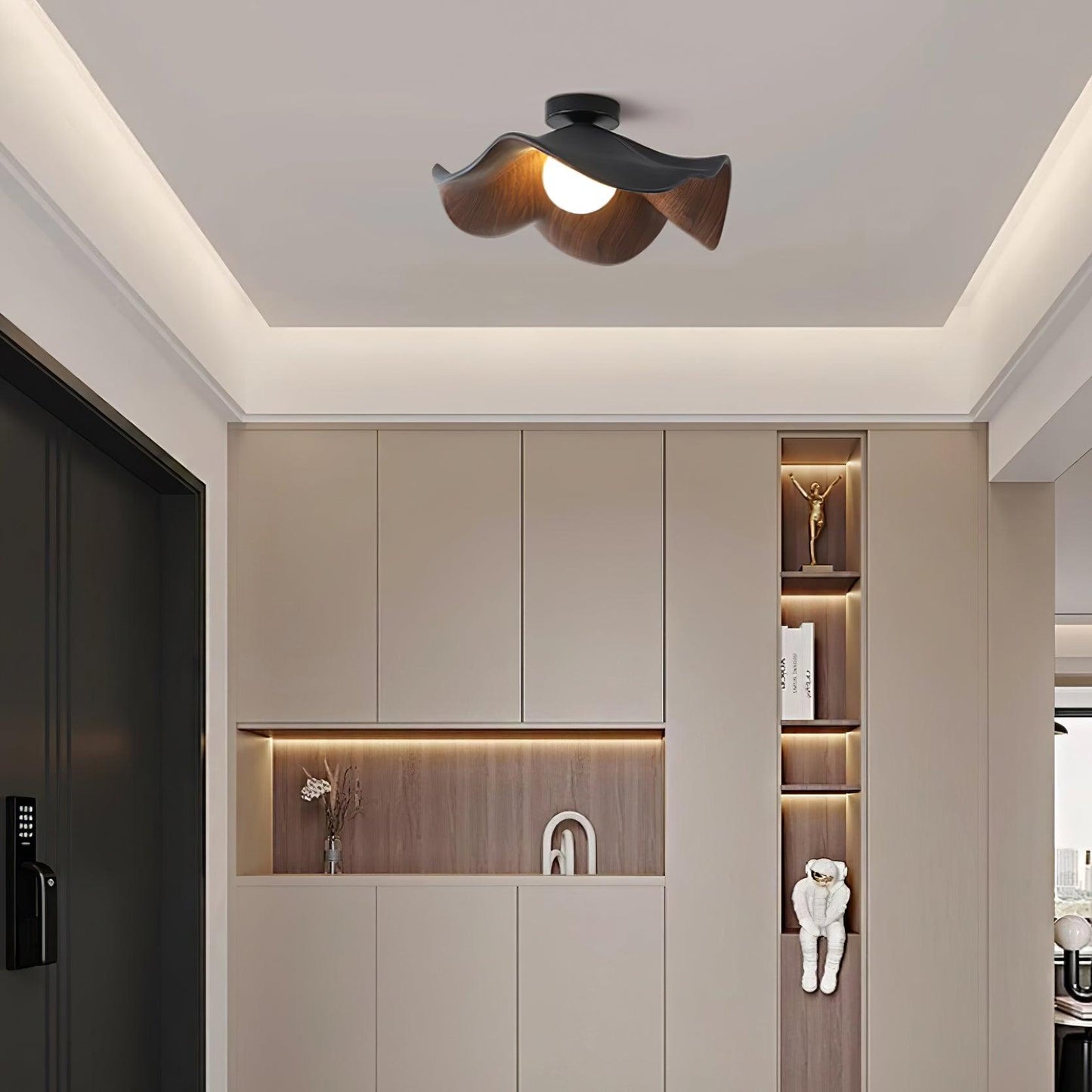Lanoe Ceiling Light Wood Black&White