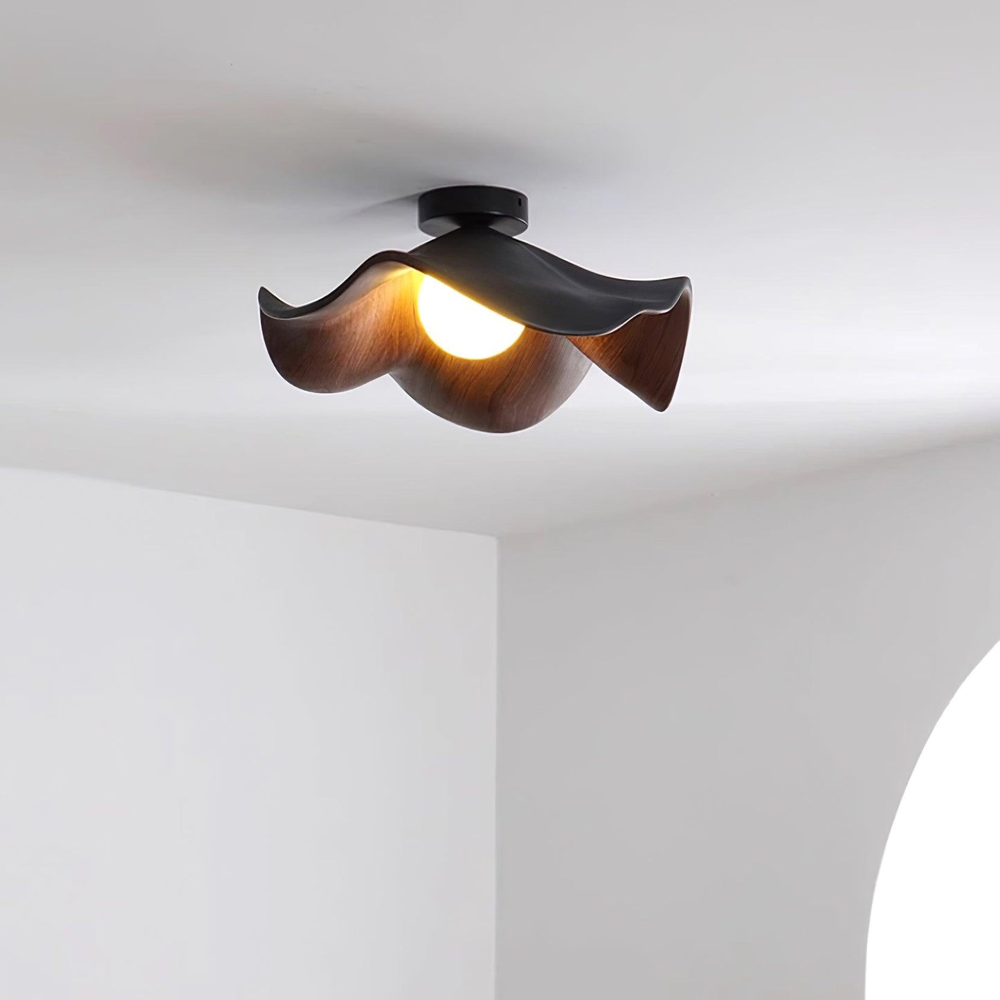 Lanoe Ceiling Light Wood Black&White