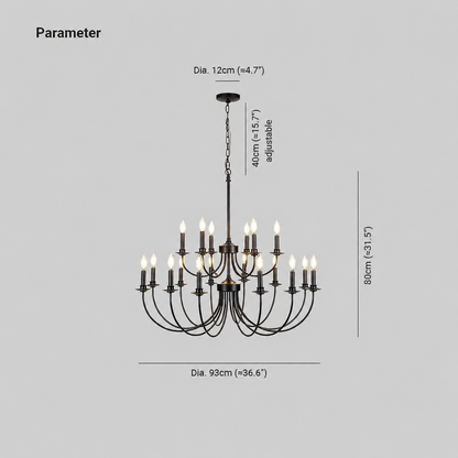 Silva LED Chandelier Noir Métal Chambre Salon Salle à Manger