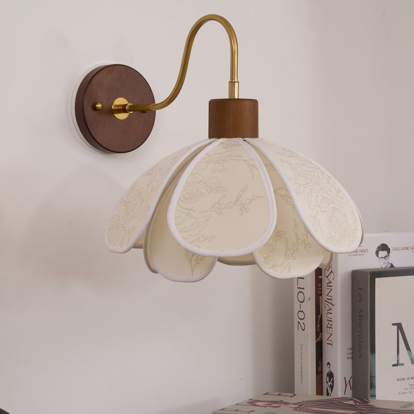 Yuki Wall Lamp Floral Wood Fabirc