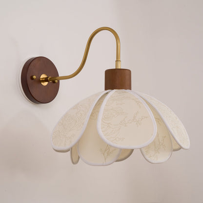 Yuki Wall Lamp Floral Wood Fabirc