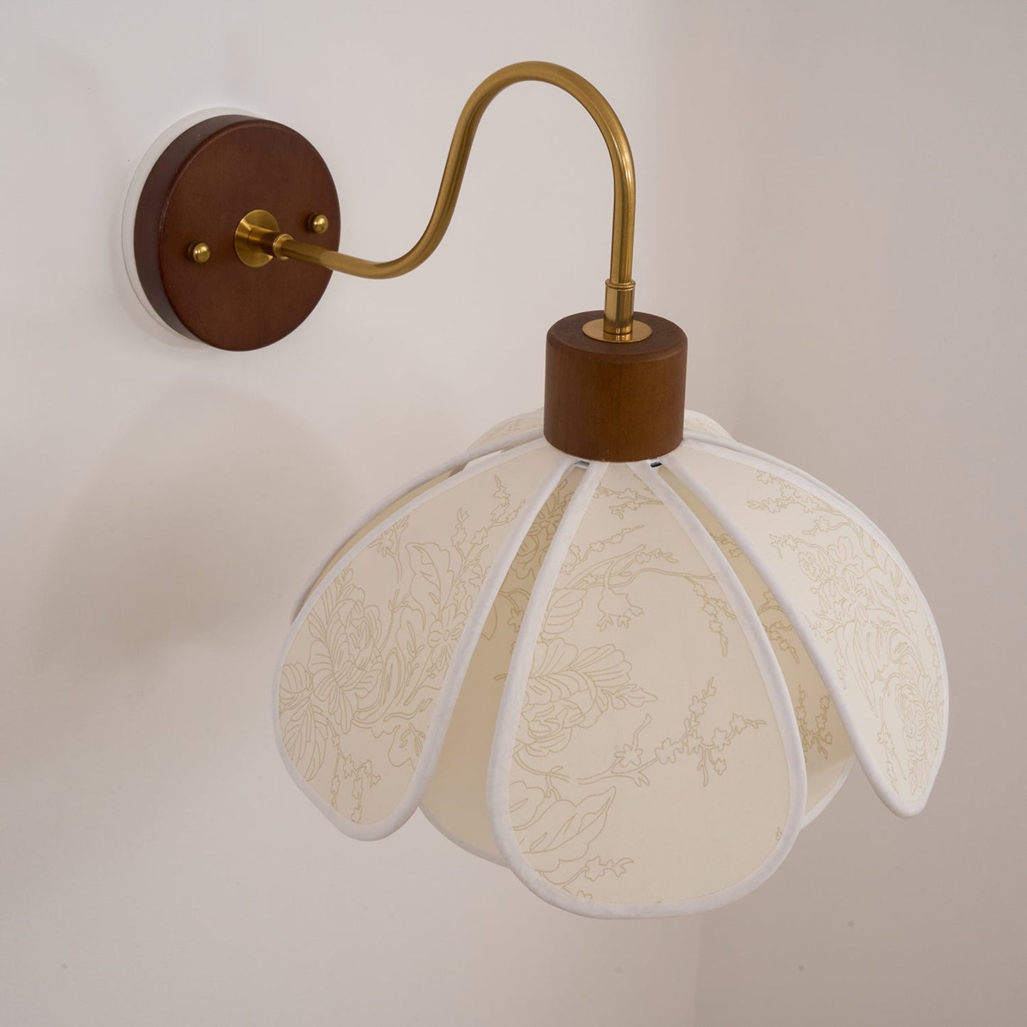Yuki Wall Lamp Floral Wood Fabirc