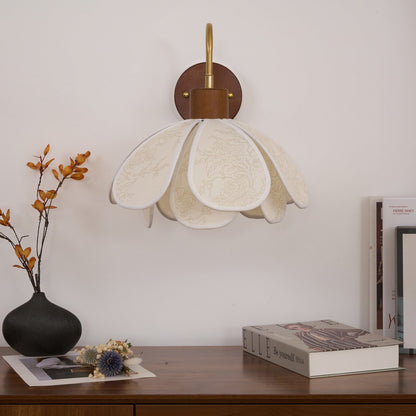 Yuki Wall Lamp Floral Wood Fabirc