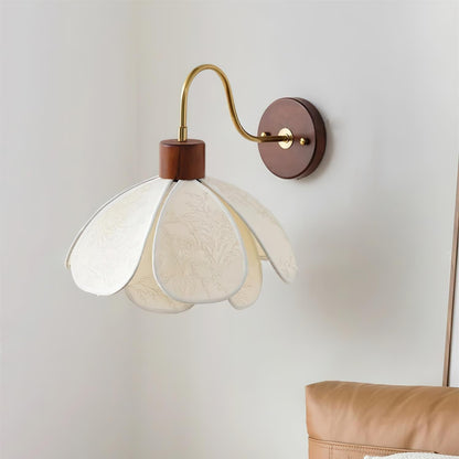Yuki Wall Lamp Floral Wood Fabirc