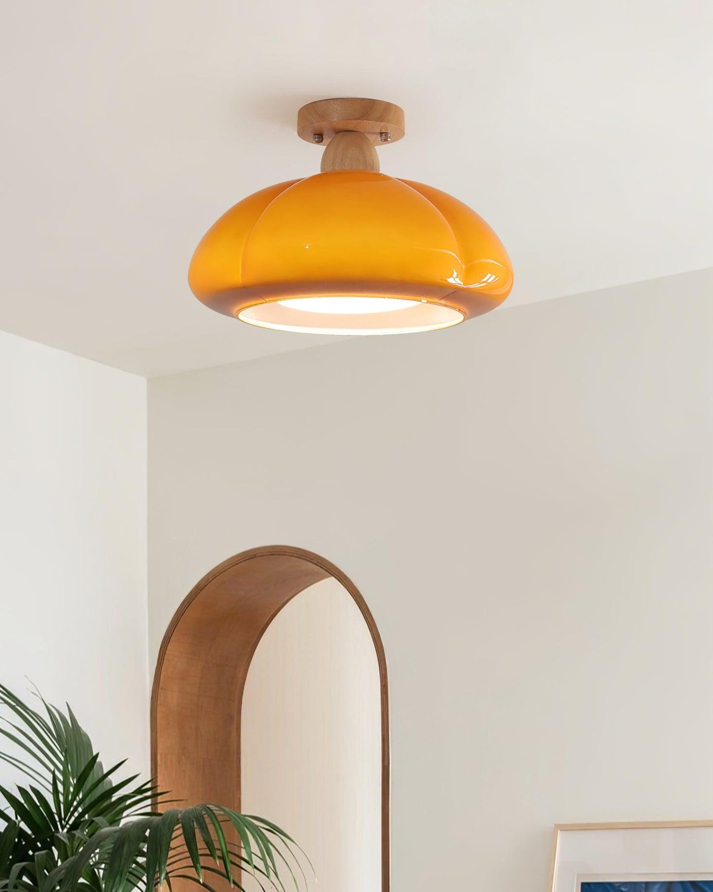 Ambrina Amber Glass Semi Flush Mount Ceiling Light