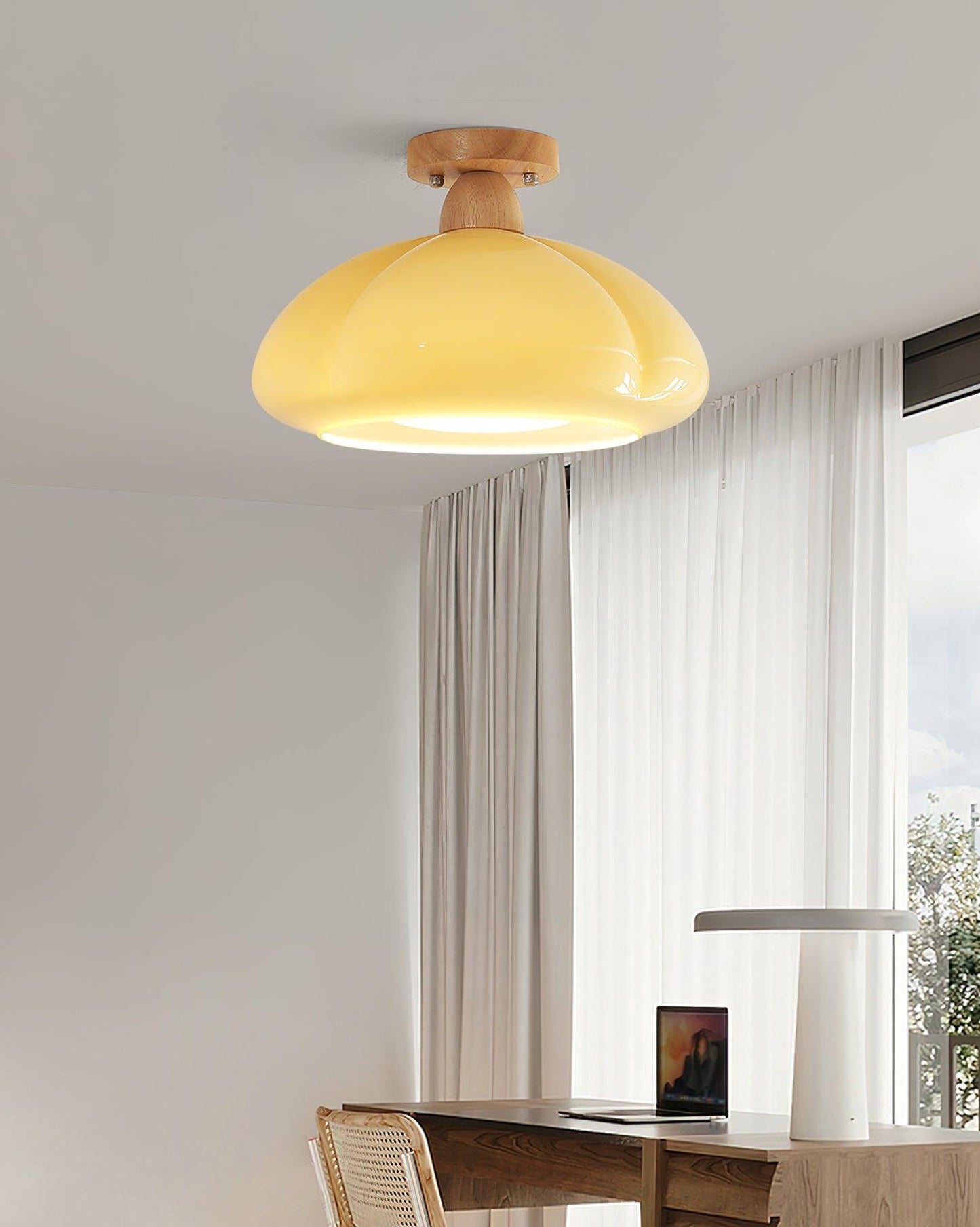Ambrina Amber Glass Semi Flush Mount Ceiling Light