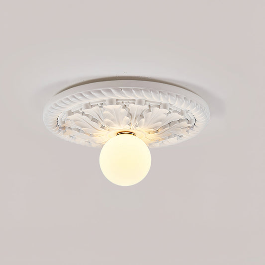Corvella Vintage Carved Wood Flush Mount Ceiling Light