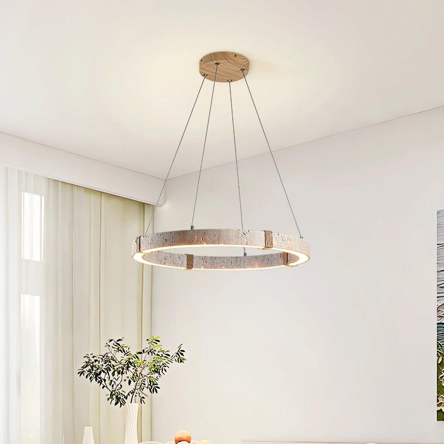 Lumae Ring Travertine Pendant Light