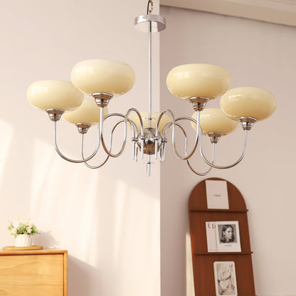 Silva Vintage LED Metall Multi Lampenschirm Cremeweiß Gelbe Glühbirnen Luxus Schlafzimmer Wohnzimmer Pendelleuchte, Gold/Chrom