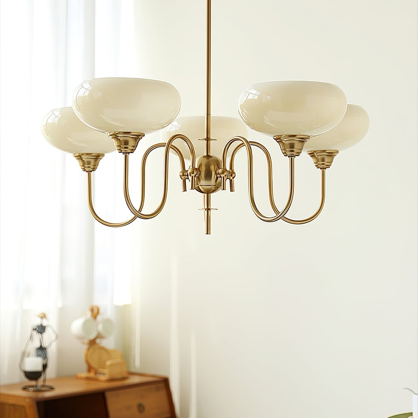 Silva Vintage LED Metall Multi Lampenschirm Cremeweiß Gelbe Glühbirnen Luxus Schlafzimmer Wohnzimmer Pendelleuchte, Gold/Chrom