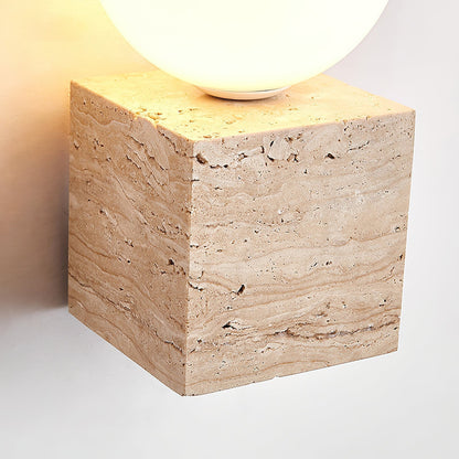 Eurlaean Cube-Base Travertine Wall Light