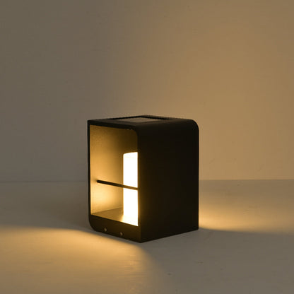 Ray Minimalistische Cuboid Candle Solar-Außenstehleuchte Schwarz