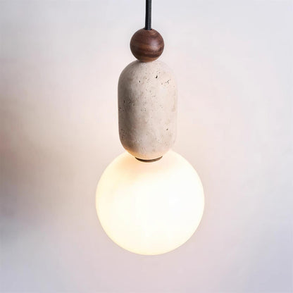 Gavon Glass & Travertine Pendant Lamp