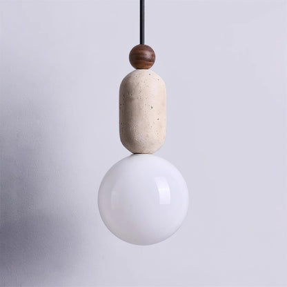 Gavon Glass & Travertine Pendant Lamp