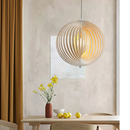 Muto Japanese LED Pendant Light Black/Gold Wood Bedroom/Bar