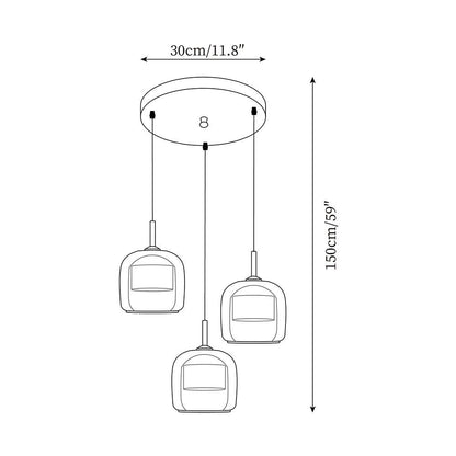 June Minimalist Pendant Light Glass Smoke Gray