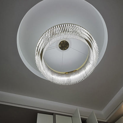 Kristy Modern Spiral Crystal Ring /Rectangle Chandelier, Gold