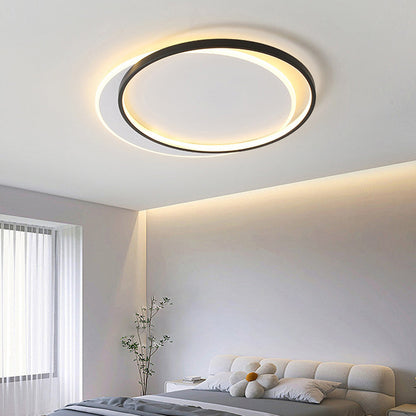 Arisha Modern Square/ Round Flush Mount Ceiling Light, Black with White