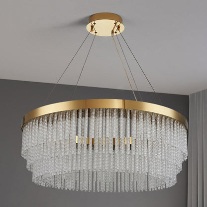 Kristy Modern Spiral Crystal Ring /Rectangle Chandelier, Gold