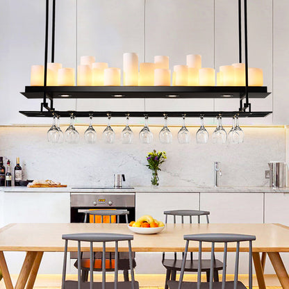 Austin Candle Black Chandeliers for Kitchen Island, Wine Glass Holder