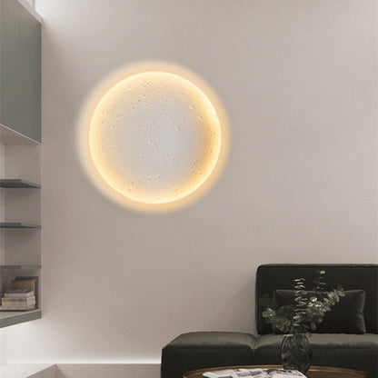 Aria Decorative Moon Metal/Gypsum Wall Lamp, White