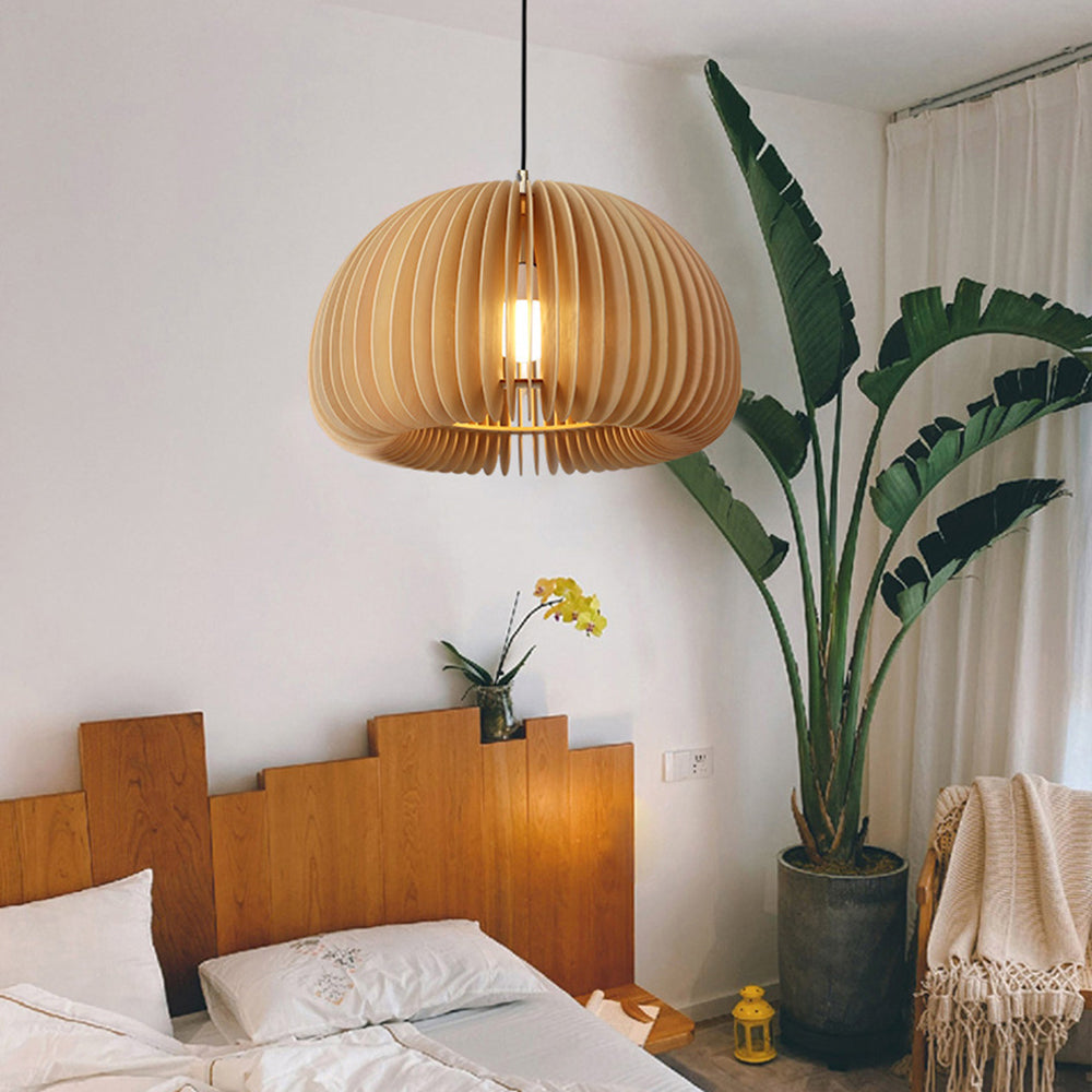 Muto Pumpkin Pendant Light, Wood