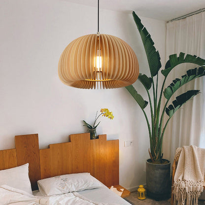 Muto Pumpkin Pendant Light, Wood