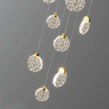 Kristy Luxury Circular Ripple Round Crystal Golden Chandelier