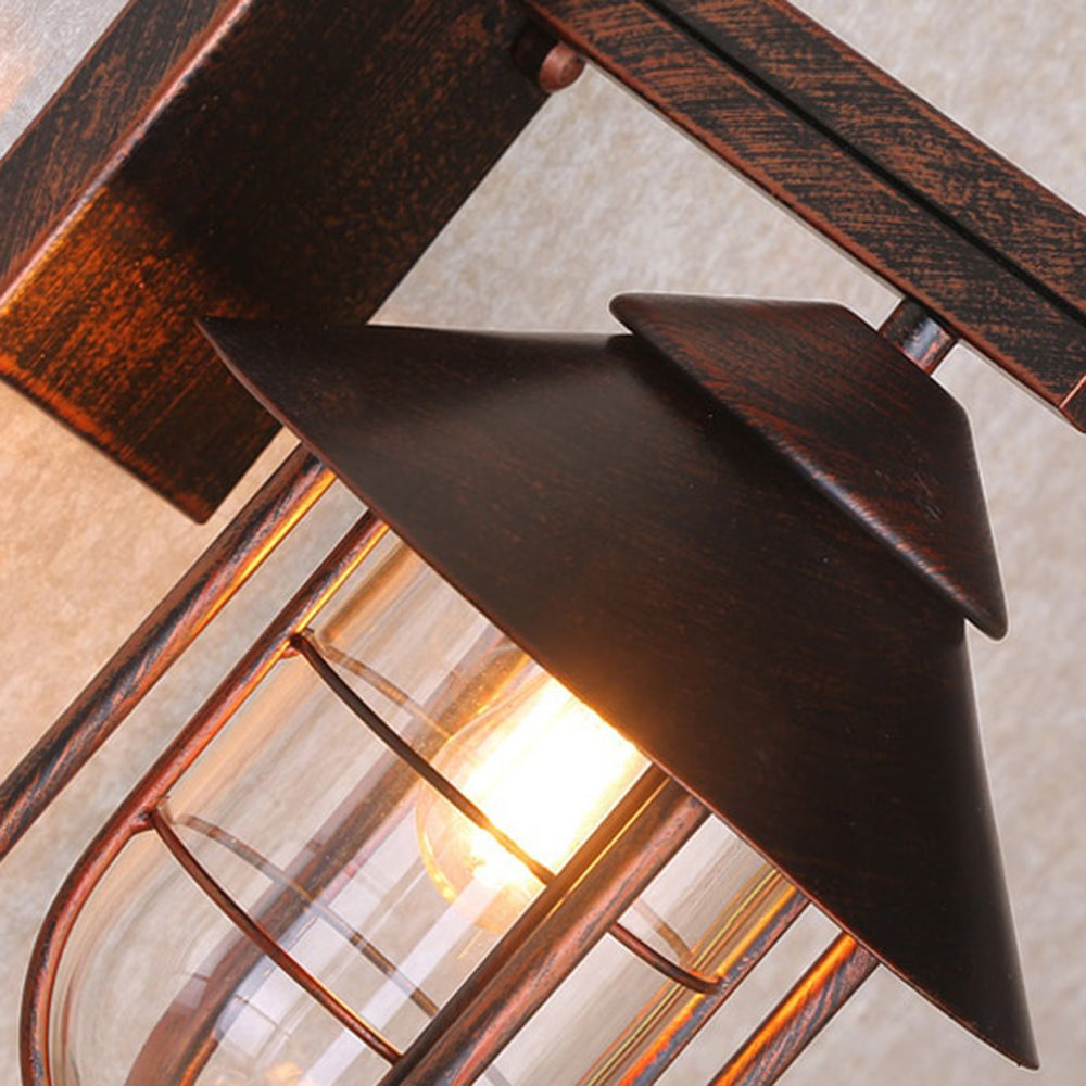 Ray Vintage Lantern Shaped Metal Outdoor Wall Lamp, Black