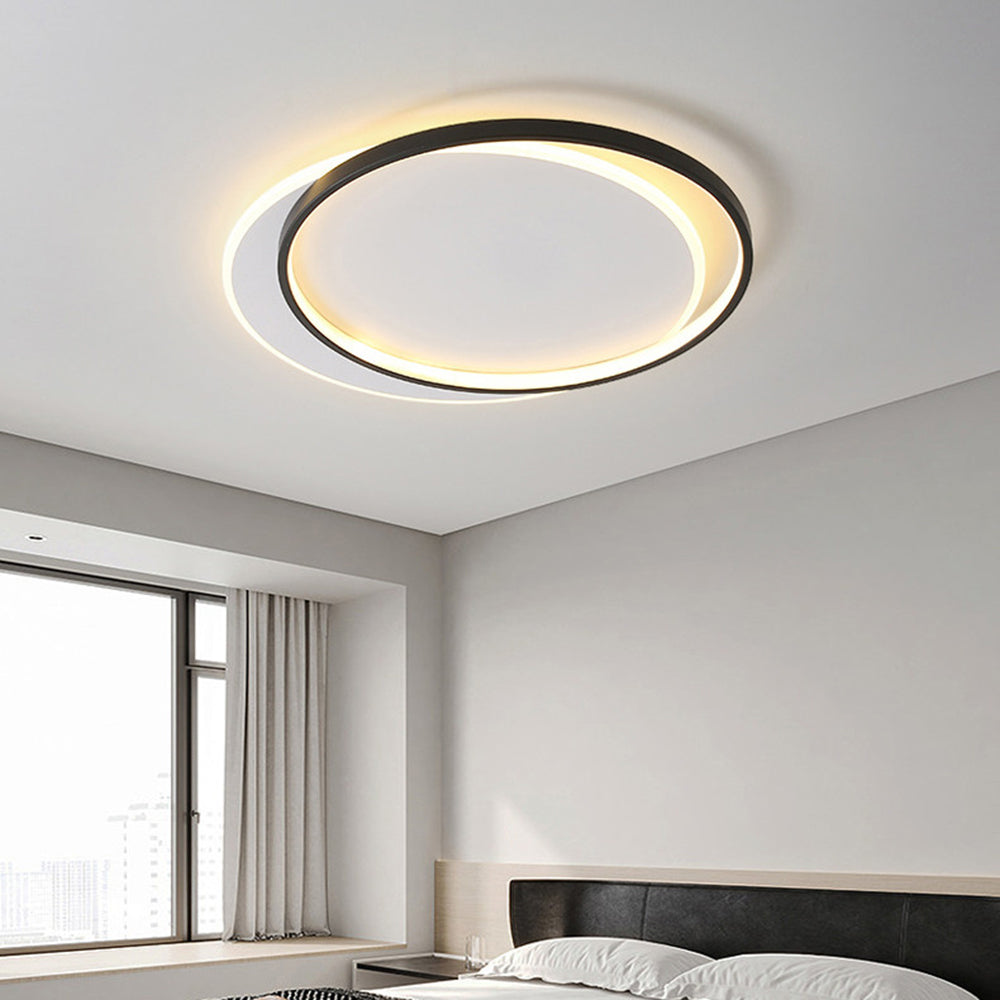 Arisha Modern Square/ Round Flush Mount Ceiling Light, Black with White
