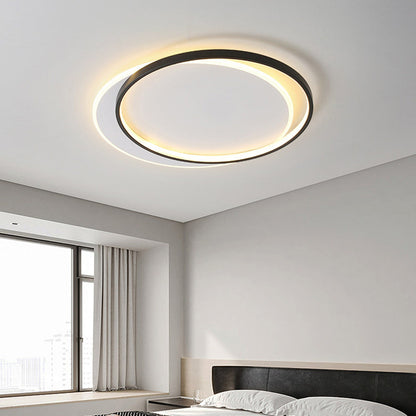 Arisha Modern Square/ Round Flush Mount Ceiling Light, Black with White