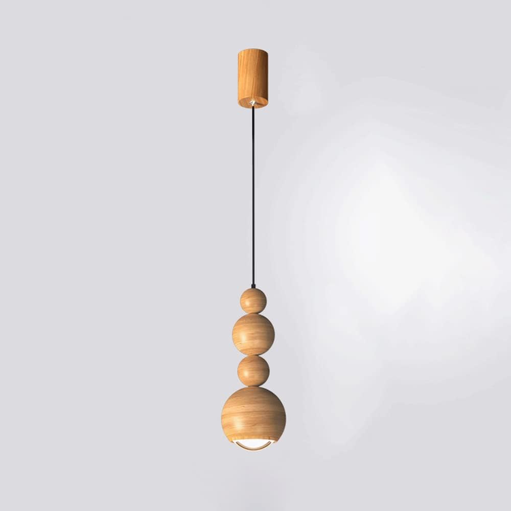 Muto Vintage LED Pendant Globe Light White Metal Wood Bedroom