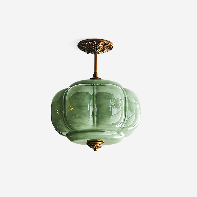 Plafonnier semi-encastré en verre vert Eldio