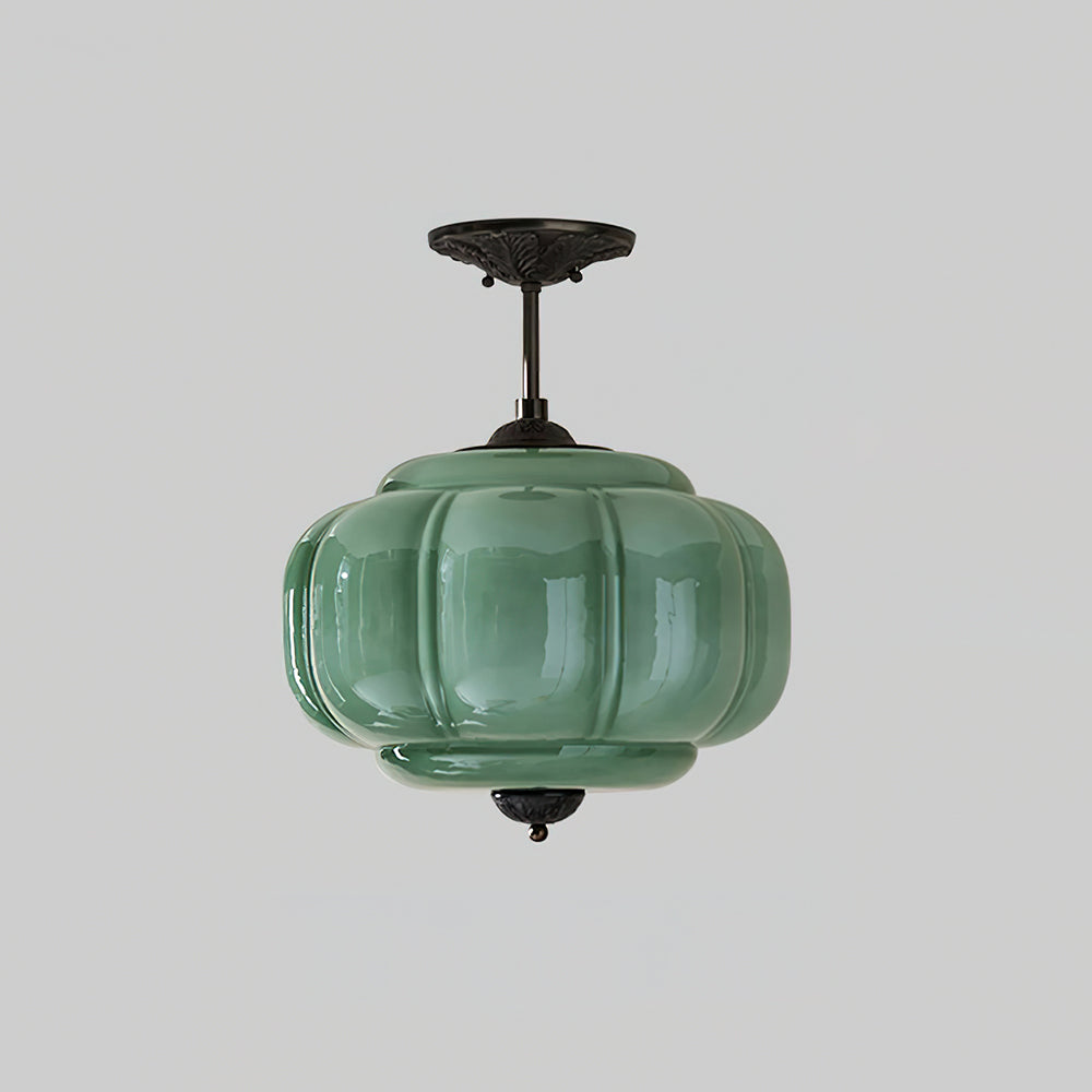 Plafonnier semi-encastré en verre vert Eldio