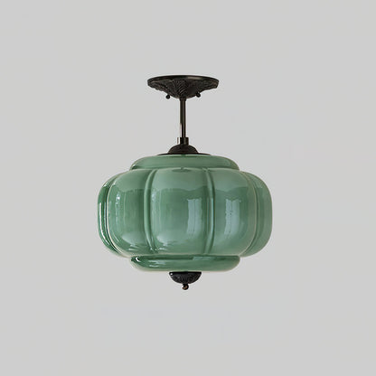 Plafonnier semi-encastré en verre vert Eldio