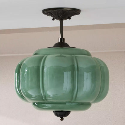 Plafonnier semi-encastré en verre vert Eldio
