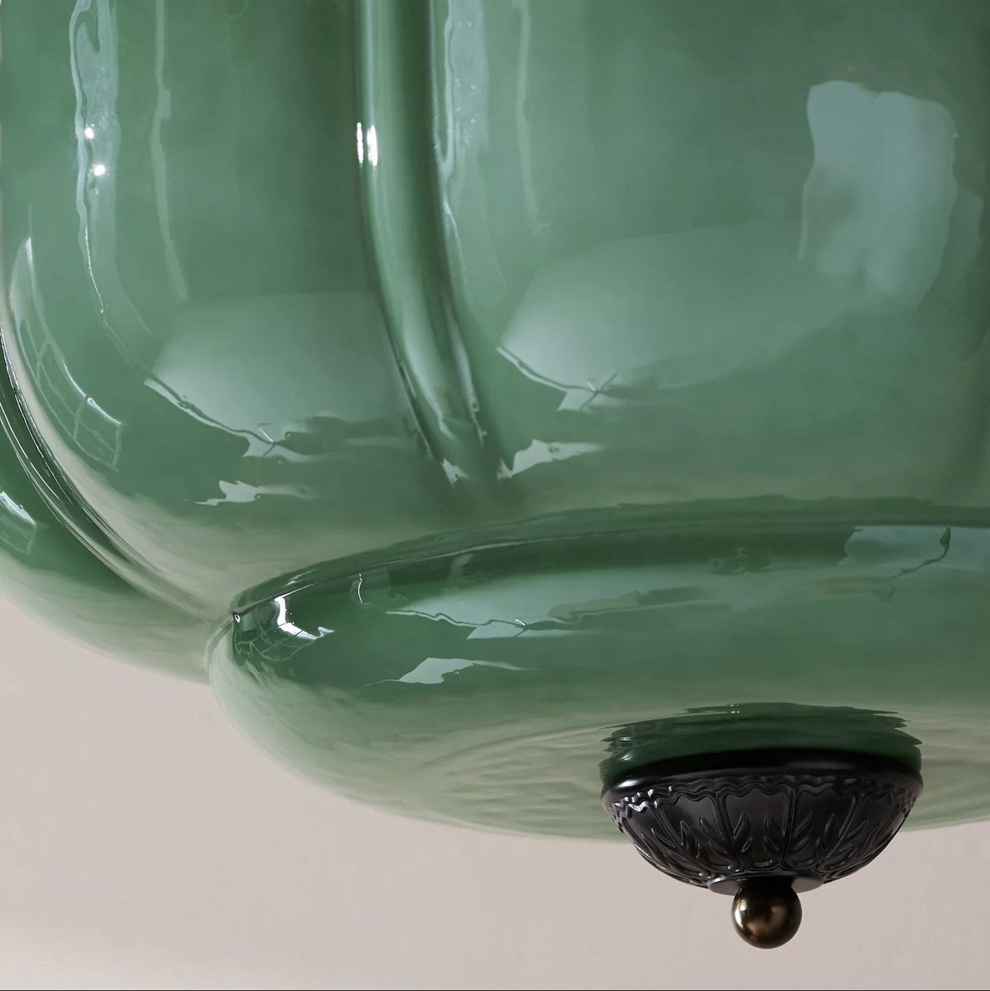 Plafonnier semi-encastré en verre vert Eldio