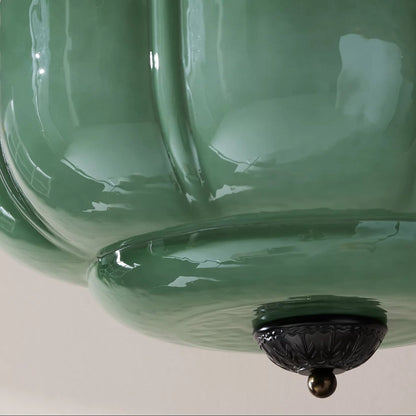 Plafonnier semi-encastré en verre vert Eldio