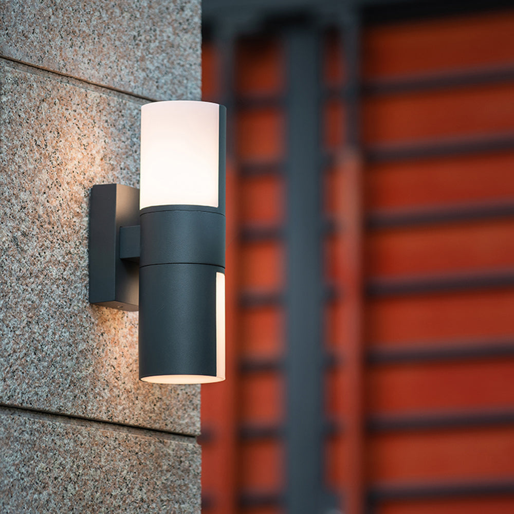 Ray Modern Cylindrical Metal/ Rotatable Outdoor Waterproof Wall Lamp, Black/White