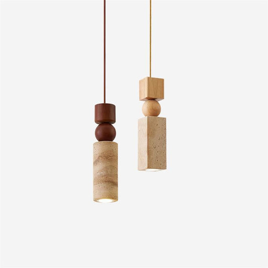 Hanglamp Geometrisch Hout Travertijn Minimalistisch Scandinavisch Hangend