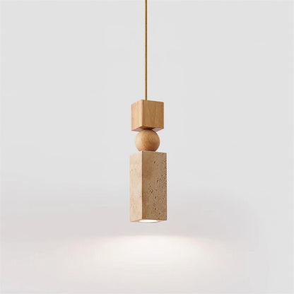 Pendant Light Geometric Wood Travertine Minimalist Nordic Hanging