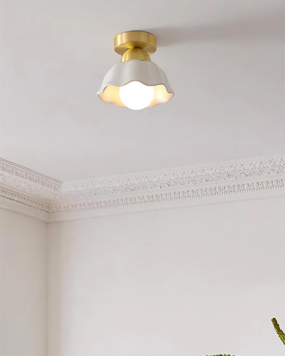 Opila Gold & White Semi Flush Ceiling Light