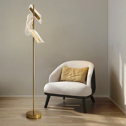 Salgado Vloerlamp Golven/3 Hoofden Modern, Goud/Wit, Woonkamer