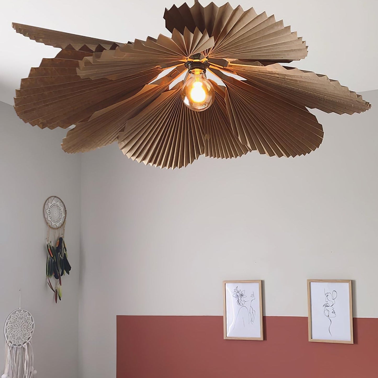 Lampe à suspension Lotus à feuilles pliées Lyra Papier