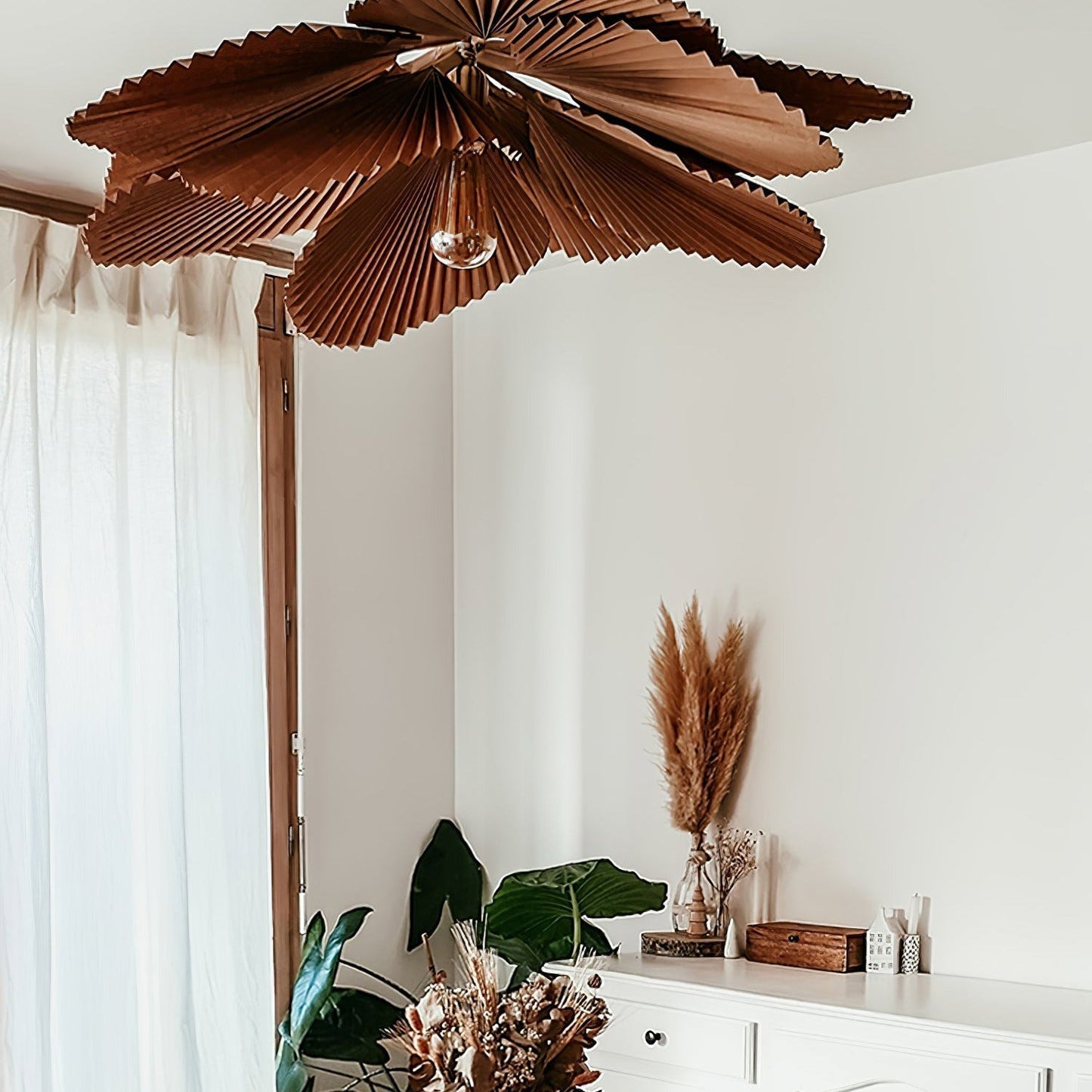 Lampe à suspension Lotus à feuilles pliées Lyra Papier