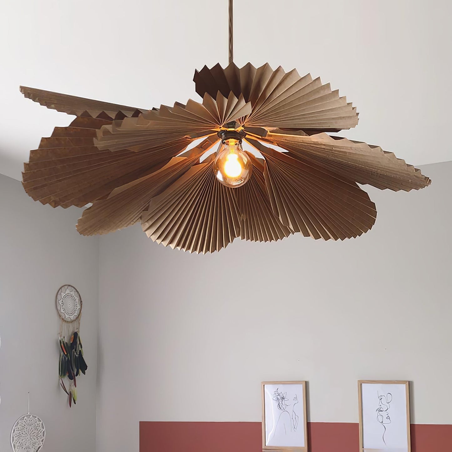 Lampe à suspension Lotus à feuilles pliées Lyra Papier