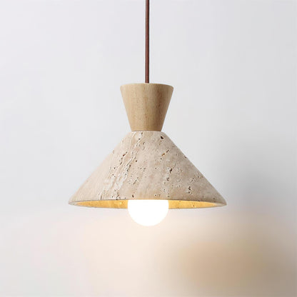 Ritta Suspension en travertin forme Chapeau