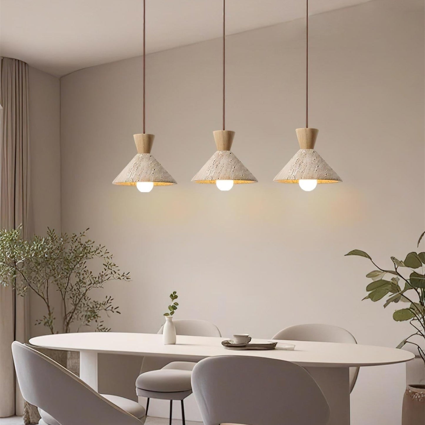 Ritta Suspension en travertin forme Chapeau