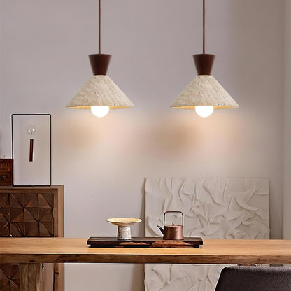 Ritta Suspension en travertin forme Chapeau