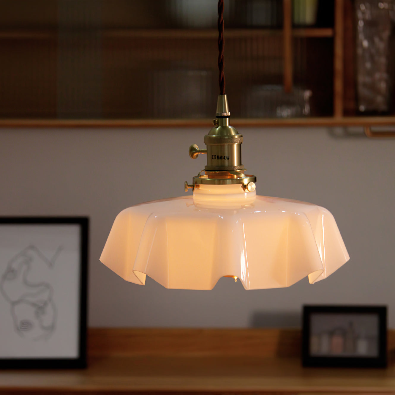 Civen Farmhouse Ruffled Pendant Light